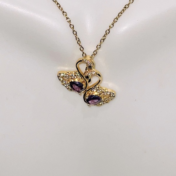 Rare tanzanite VSSS D clarity beautiful swan necklace in 10k Yellow Gold Vermeil - Picture 1 of 7